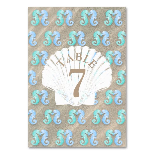Zand en Starfish tan Wedding Table Number Kaart (Achterkant)