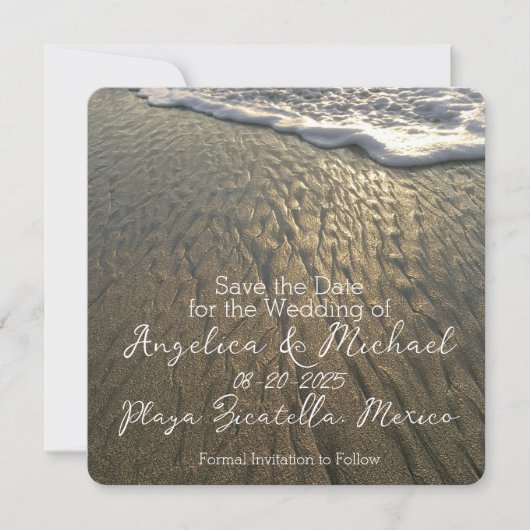 Zand en Surf Beach Bestemming Bruiloft Save The Date (Voorkant)
