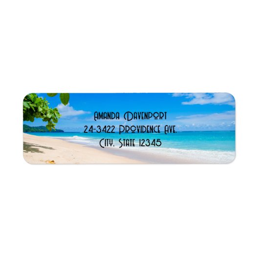 Zand en Surf Tropical Beach Etiket (Voorkant)
