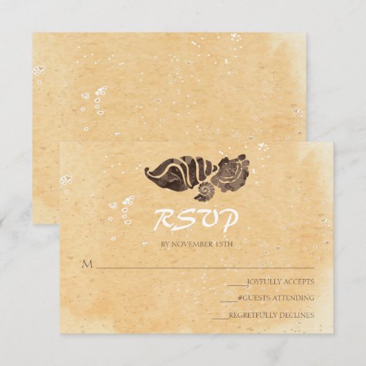 Zand- en zeeschelpen/strand bruiloft RSVP (Voorkant / Achterkant)