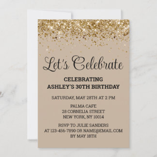 Zand Goud Glitter 30e Verjaardag Let's Celebrate Kaart