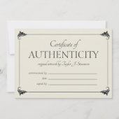 Zand Groter Certificaat van Authenticiteit (Voorkant)