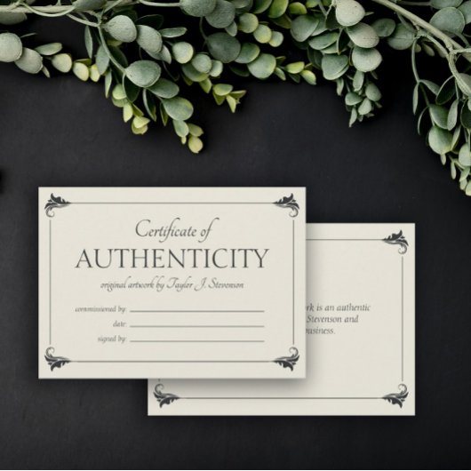 Zand Groter Certificaat van Authenticiteit