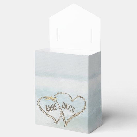 Zand hart bij Waterverf met zeester Bedankdoosjes (Geopend)