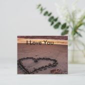 Zand hart briefkaart (Staand voorkant)