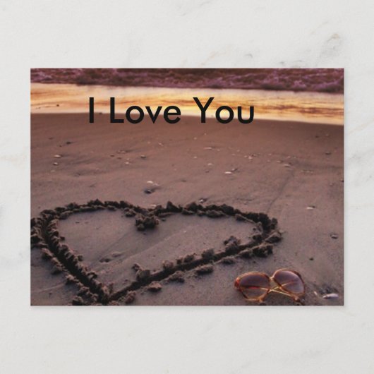 Zand hart briefkaart (Voorkant)