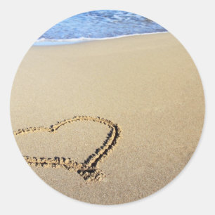 Zand hart ronde sticker
