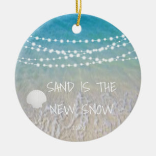 Zand is de nieuwe sneeuwbalkerstversiering keramisch ornament