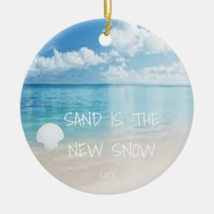 Zand is de nieuwe sneeuwbalkerstversiering keramisch ornament