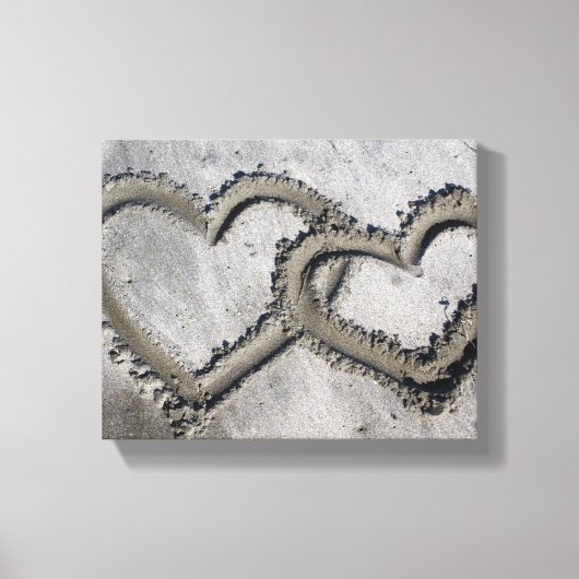 Zand Liefde Harten Verpakt Canvas Afdruk (Voorkant)
