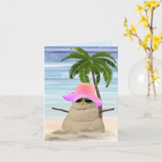 Zand Man met Pet Note Kaart (Gele Bloem)