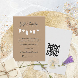 Zand Minimalistische Cadeau Registratie Babyfeestj Informatiekaartje