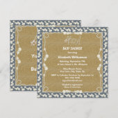 Zand, Nautical Rope & Sea Shells Blue Baby shower Kaart (Voorkant / Achterkant)