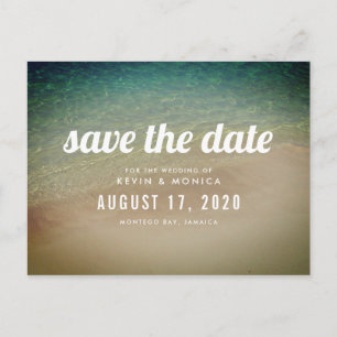 Zand Oceaan Strand Trouw Save the Date Aankondigingskaart