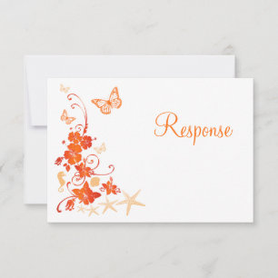 Zand, Oranje, Witte Tropische Strand RSVP Kaart