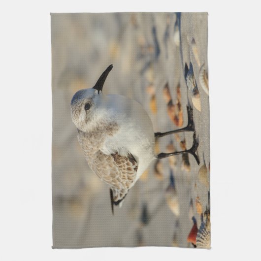 Zand Piper en Seashells Theedoek (Verticaal)