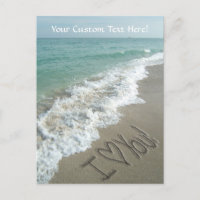 Zand schrijft op de beach, ik hou van je