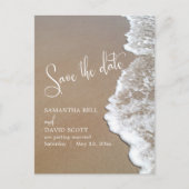 Zand & Schuim Strand Bruiloft Save the Date 1b Aankondigingskaart (Voorkant)
