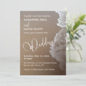 Zand & Schuim Strand Foto & Typografie Bruiloft 2b Kaart (Staand voorkant)