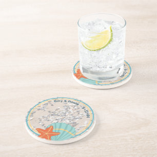 Zand, Starfish en Seashell Zandsteen Onderzetter