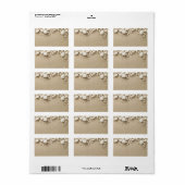 Zand, strand achtergrond met schelpen en stenen etiket (Full Sheet)