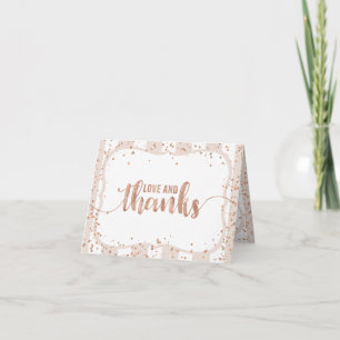 Zand Strepen & Roze Goud Confetti Dank je Bedankkaart