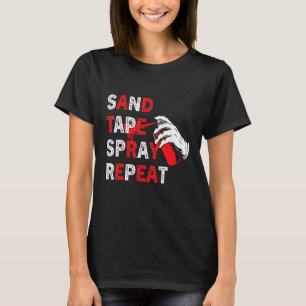 Zand Tape Spray Herhaal Auto Body Technician Auto  T-shirt