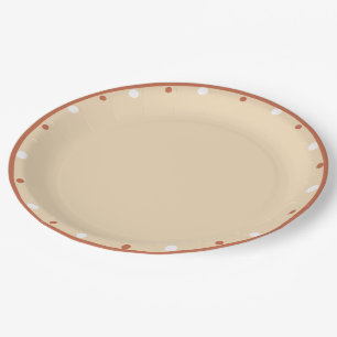 Zand Terracotta Wit Stippen Papieren Bordje