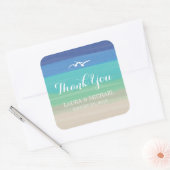 Zand, Zee en meeuwen | Dank u Vierkante Sticker (Envelop)