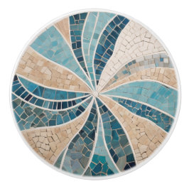 Zand & Zee Strand & Oceaan Abstract Aqua Blue Mosa Keramische Knop