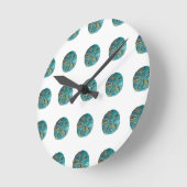 Zanddollar Abstract Patroon Gift Favor Blauwgroen  Ronde Klok (Hoek)