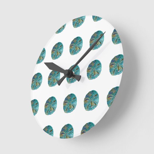 Zanddollar Abstract Patroon Gift Favor Blauwgroen  Ronde Klok (Hoek)