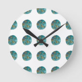 Zanddollar Abstract Patroon Gift Favor Blauwgroen  Ronde Klok (Voorkant)