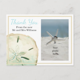 Zanddollar Bedankt Strand Foto Aankondigingskaart