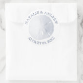 Zanddollar blauw ronde sticker (Tas)