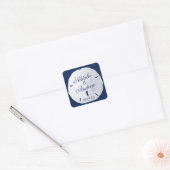 Zanddollar blauw vierkante sticker (Envelop)