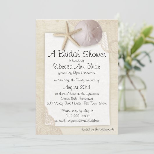 Zanddollar en ivoren kant Vrijgezellenfeest Kaart (Staand voorkant)