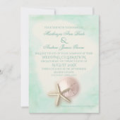 Zanddollar en Starfish Aqua Mint bruiloft Kaart (Voorkant)