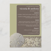 Zanddollar Kant,  Strand Bruiloft Menu (Voorkant)