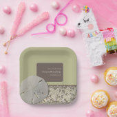 Zanddollar Kant, Strand Bruiloft Papieren Bordje (Feest)