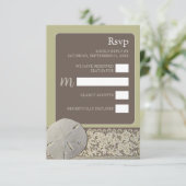 Zanddollar Kant, Strand Bruiloft RSVP Kaartje (Staand voorkant)