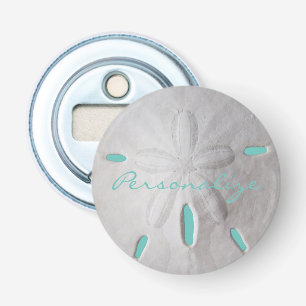 Zanddollar oceaan strand zomer turquoise wit    button flesopener