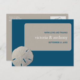 Zanddollar, Ocean Blue Beach Bruiloft Dank u Briefkaart