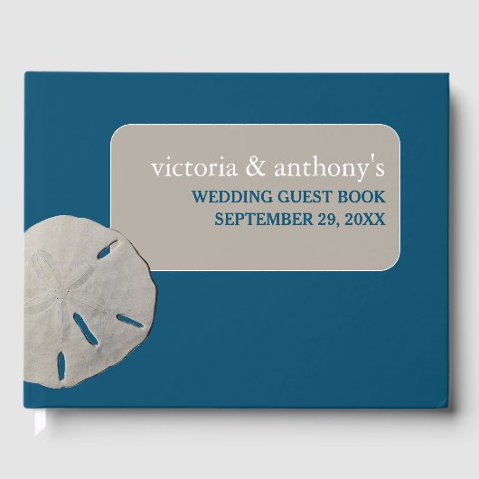Zanddollar, Ocean Blue Beach Bruiloft Gastenboek (Voorkant)