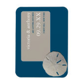Zanddollar Ocean Blue Beach Bruiloft Save the Date Magneet (Verticaal)