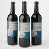 Zanddollar, Ocean Blue Beach Bruiloft Wijn Etiket (Flessen)