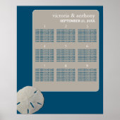 Zanddollar, Ocean Blue Beach Trouwtafel Plan Poster (Voorkant)
