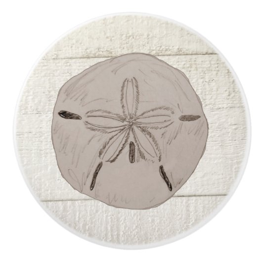 Zanddollar schilderpatroon keramische knop (Voorkant)