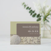 Zanddollarkant, strand Save the Date Aankondigingskaart (Staand voorkant)