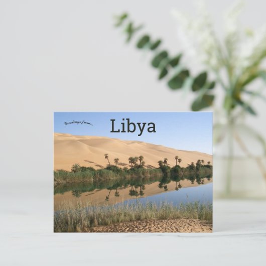 Zandduinen en oase in Wadi al Hayaa Libië Briefkaart (Staand voorkant)